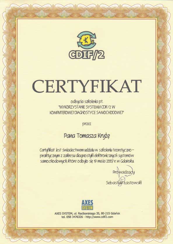 Certyfikat 2
